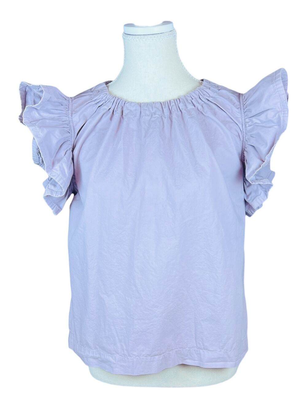Ulla Johnson Leigh Top Tanzanite Purple Cotton Poplin Ruffle Sleeve Tie Back 6